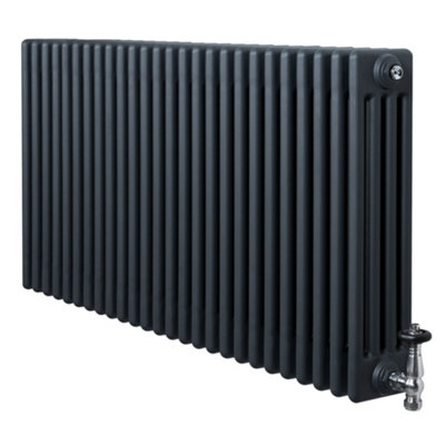 B&Q -  Traditional 4 Column Radiator 600mm X 1190mm & Trv Chrome Valves Central Heating