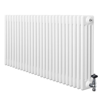 MonsterShop Traditional 4 Column Radiator 600mm X 1190mm & Trv Chrome Valves Central Heating from B&Q