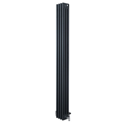 MonsterShop Traditional 4 Column Radiator 1800mm X 200mm & Trv Chrome Valves Central Heating from B&Q