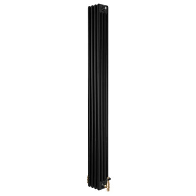 MonsterShop Traditional 4 Column Radiator 1800mm X 200mm & Trv Brass Valves Central Heating from B&Q