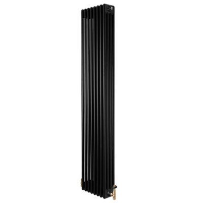 MonsterShop Traditional 4 Column Radiator 1800mm X 380mm & Trv Brass Valves Central Heating from B&Q