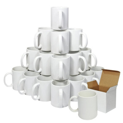 MonsterShop Blank Sublimation Mugs 1440 11Oz White Polymer Coated Individual Gift Boxes from B&Q