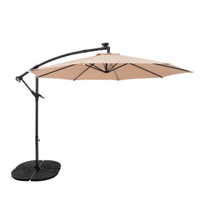 MonsterShop Led Cantilever Parasol 3M With Full Fan Base  Beige from B&Q