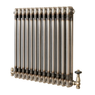 B&Q -  Traditional 2 Column Radiator With Valves600 X 605mmRaw Metal