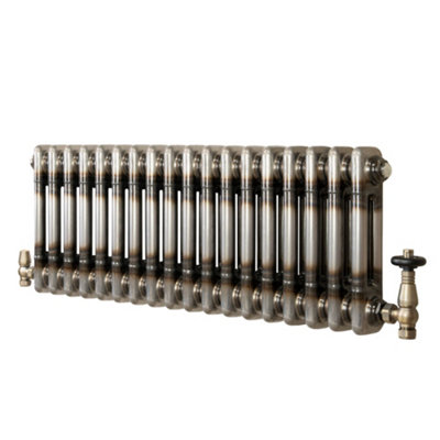 B&Q -  Traditional 2 Column Radiator With Valves600 X 830mmRaw Metal