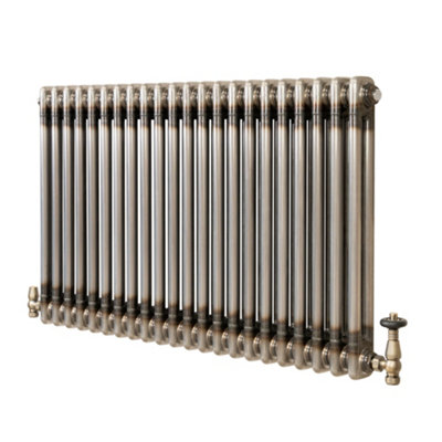 B&Q -  Traditional 2 Column Radiator With Valves600 X 1010mmRaw Metal