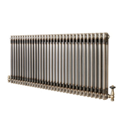 B&Q -  Traditional 2 Column Radiator With Valves600 X 1460mmRaw Metal