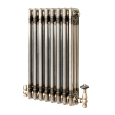 B&Q -  Traditional 3 Column Radiator With Valves600 X 425mmRaw Metal