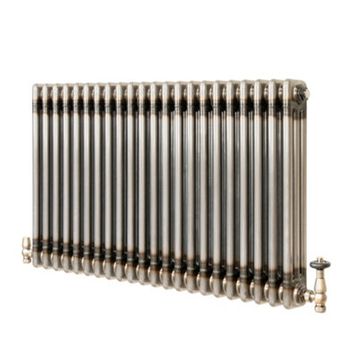 B&Q -  Traditional 3 Column Radiator With Valves600 X 1010mmRaw Metal