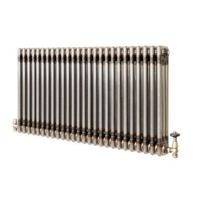B&Q -  Traditional 3 Column Radiator With Valves600 X 1190mmRaw Metal