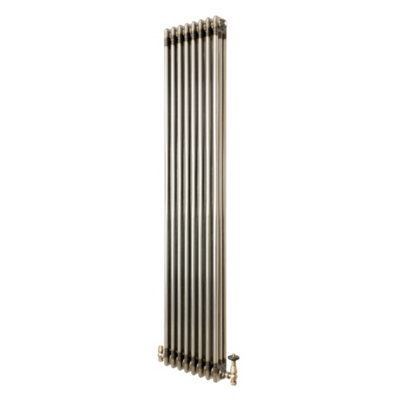B&Q -  Traditional 3 Column Radiator With Valves1800 X 380mmRaw Metal
