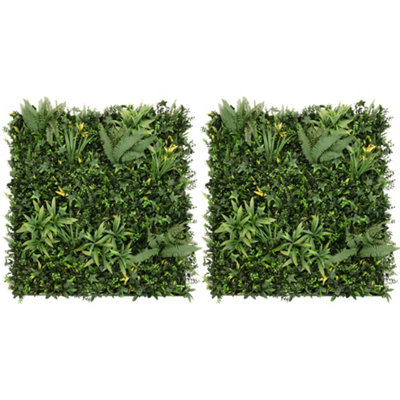 B&Q -  Artificial Plant Wall Panel X 2 Ayla 100Cm X 100Cm Foliage Greenery Tiles