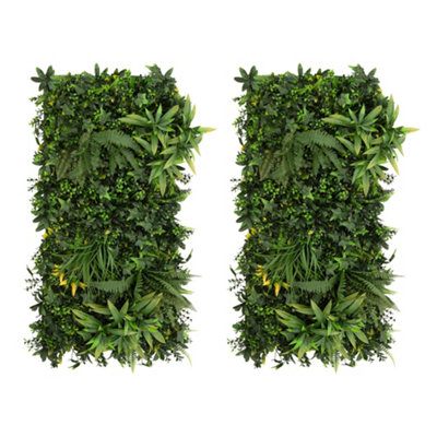 B&Q -  Artificial Plant Wall Panel X 2 Ayla 50 X 100Cm Living Foliage Greenery Tiles