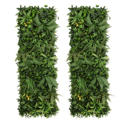 B&Q -  Artificial Plant Wall Panel X 2 Ayla 50 X 150Cm Living Foliage Greenery Tiles