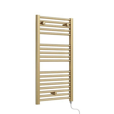 Corso Bathrooms Electric Brushed Brass Bathroom Towel Warmer  720mm X 400mm from B&Q