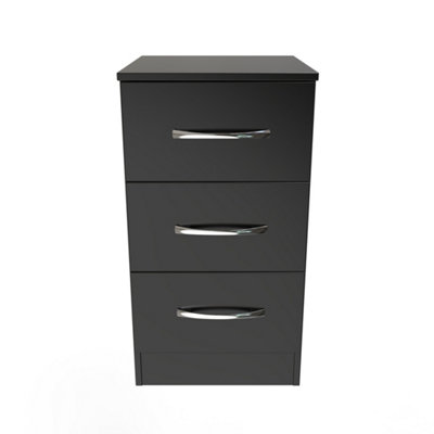 Ready Assembled U Unisex Black Hampshire 3 Drawer Bedside Cabinet (Ready Assembled) In Size 2 - Image 4