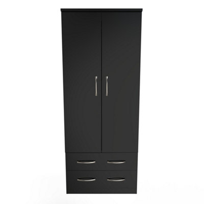Crowndale Matt Black 2 Door Wardrobe Size 2 - Image 4