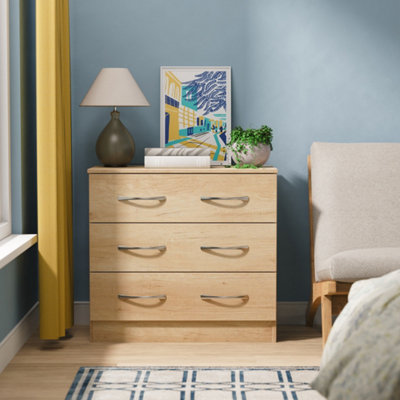 Welcome Furniture Oak 3 Drawer Chest - Brown - Image 4