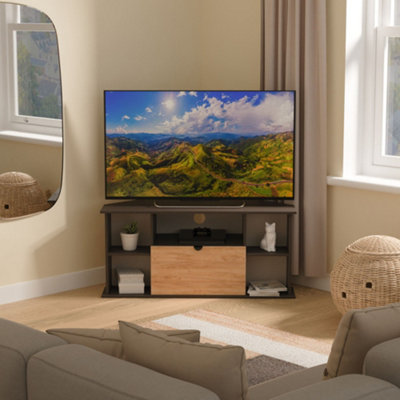 Varese Matt Graphite Corner Tv Unit With 2 Shelves & 1 Drawers(H)51Cm X (W)112Cm X (D)51.5Cm from B&Q