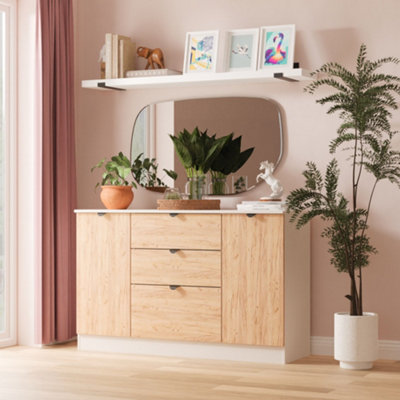 Varese Ready Assembled Matt Kashmir 3 Drawer Sideboard (H)785mm (W)1254mm (D)400mm from B&Q