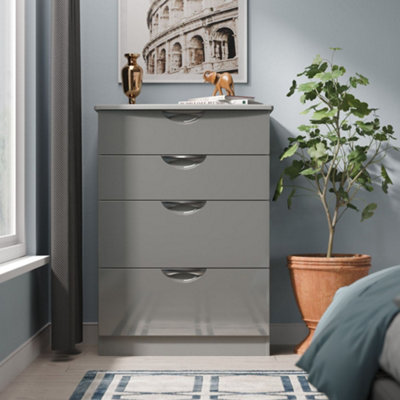  - Rovigo Ready Assembled Gloss Dusk Grey 4 Drawer Chest (H)1074mm (W)765mm (D)415mm