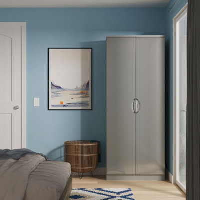 Rovigo Ready Assembled Gloss Dusk Grey Double Wardrobe (H)1824mm (W)738mm (D)530mm from B&Q