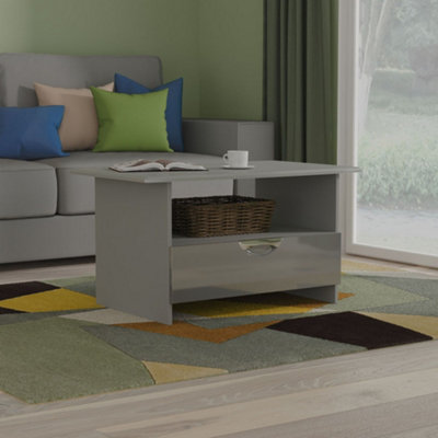 Rovigo Ready Assembled Gloss Dusk Grey 1 Drawer Coffee Table (H)498mm (W)903mm (D)562mm from B&Q