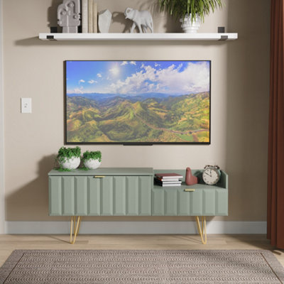 Welcome Furniture Cube TV Unit 2 Drawer Green Mdf & Mfc - Image 3