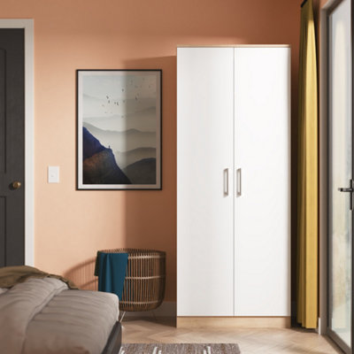 Crowndale - Wardrobe - 2 Door - White and Bardolino Oak - Image 4