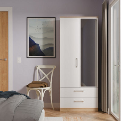 Welcome Furniture - Wardrobe - White - Oak - 2 Drawer - Image 4