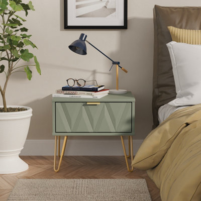 Ready Assembled U Unisex Pale Green Dallas 1 Drawer Bedside (Ready Assembled) In Size 2 - Image 4