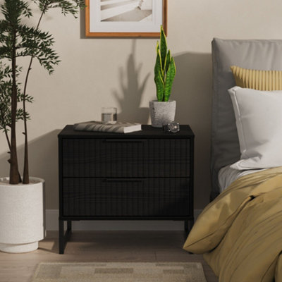 Ready Assembled 2 U Unisex Black Menai 2 Drawer Side Table (Ready Assembled) In | : Small - Image 6