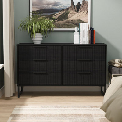 Welcome Furniture 6 Drawer Wide Chest - Black - Metal - Image 5