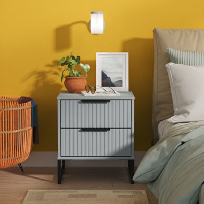 Ready Assembled 2 U Unisex Light Blue Menai 2 Drawer Bedside (Ready Assembled) In | : Small - Image 5