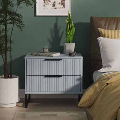 Ready Assembled 2 U Unisex Light Blue Menai 2 Drawer Side Table (Ready Assembled) In | : Small - Image 6