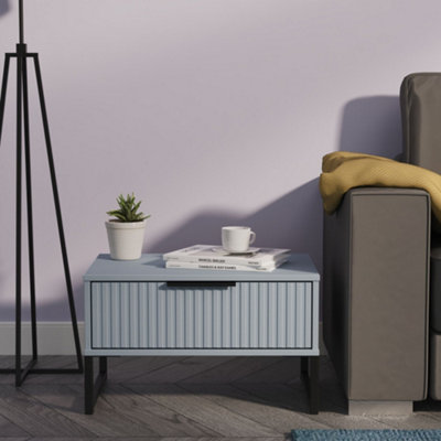  - Ancona Matt Denim Blue 1 Drawer Non-Extendable Side Table (H)348mm (W)575mm (D)395mm