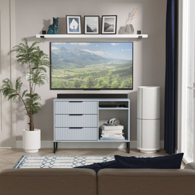Banfield Blue Fluted 3 Drawer Tv Unit - Image 5