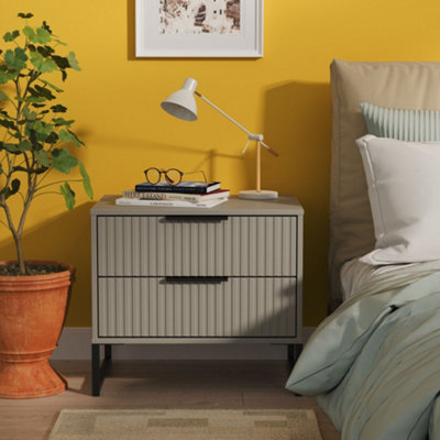 Welcome Furniture 2 Drawer Bedside Table Grey Metal Grey - Image 7