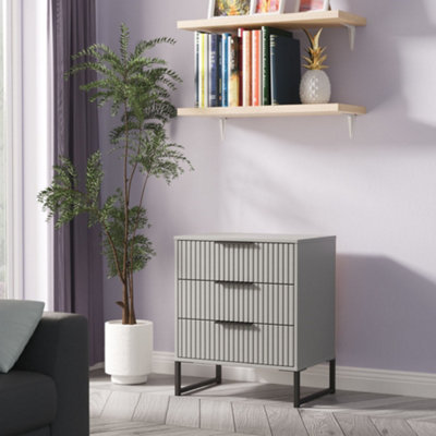 Banfield Grey Fluted 3 Drawer Chest - Image 7