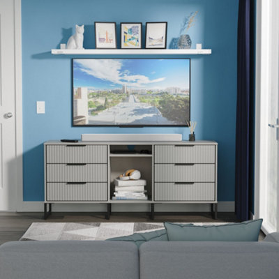 Ancona Ready Assembled Matt Dusk Grey 6 Drawer Sideboard (H)683mm (W)1537mm (D)397mm from B&Q