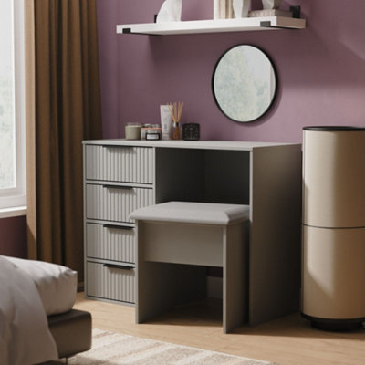  - Ancona Matt Dusk Grey 4 Drawer Non-Extendable Dressing Table (H)759mm (W)970mm (D)392mm