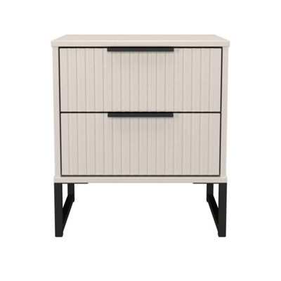 Crowndale Fluted 2 Drawer Kashmir Matt Compact Bedside Cabinet Ready Assembled - Image 6