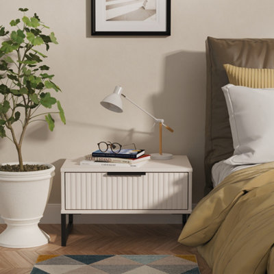 Fluted 1 Drawer Wide Side Table in Kashmir Matt - Ready Assembled - Lewis's Home  | TJ Hughes - Image 6