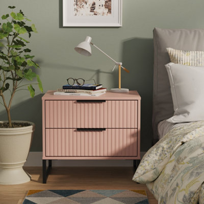 Ready Assembled 2 U Unisex Dusty Pink Menai 2 Drawer Side Table (Ready Assembled) In | : Small - Image 4