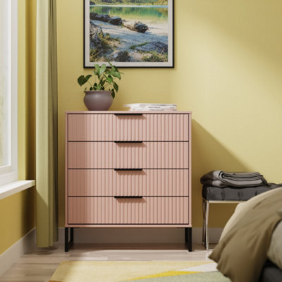 Crowndale Fluted 4 Drawer Kobe Pink Chest Of Drawers Ready Assembled - Image 6