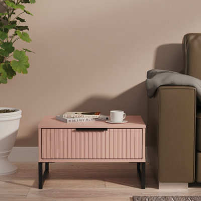 Ready Assembled U Unisex Dusty Pink Menai 1 Drawer Wide Side Table (Ready Assembled) In Size 2 - Image 5