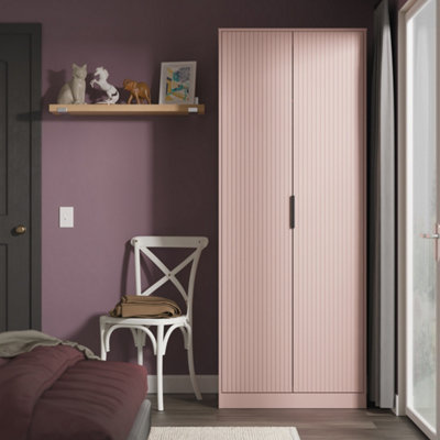 Crowndale Fluted 2 Door Kobe Pink Tall Wardrobe Ready Assembled - Image 5