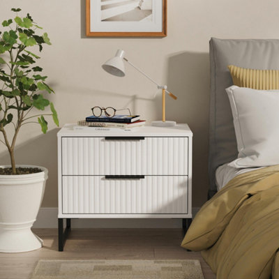Welcome Furniture 2 Drawer Bedside Table - White - Metal - Image 5