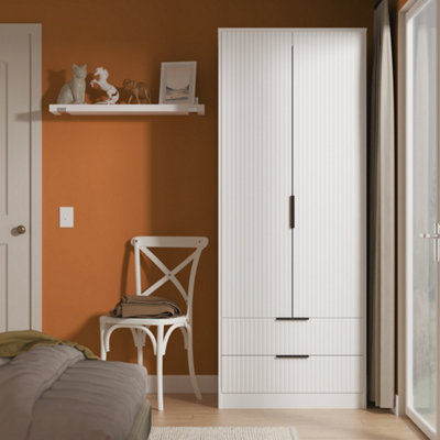 Welcome Furniture Tall Double Wardrobe - White - 2 Drawers - Image 5
