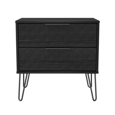 Welcome Furniture 2 Drawer Bedside Table - Black Metal - Image 3